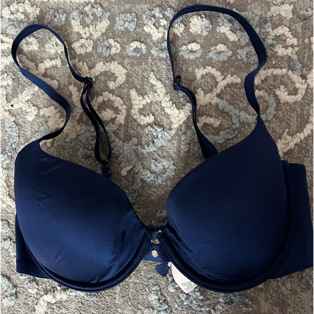 Victoria's Secret Navy Blue Lined Demi T-Shirt Bra Underwire Size 32D
